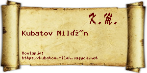 Kubatov Milán névjegykártya