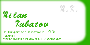 milan kubatov business card